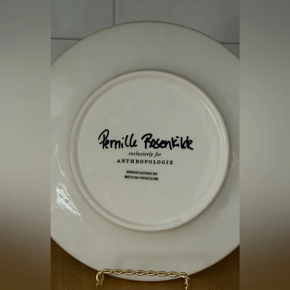 NWOT Anthropologie Pernille Rosenkilde Floral Pink Yellow Dessert Plate